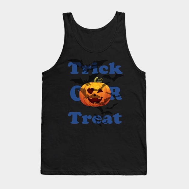 Funny Halloween Gift Trick or treat with scary pumpkin face for men and women Tank Top by NaniMc